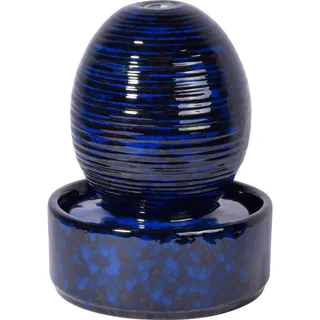 Dobar dobar® Kleiner Zimmerbrunnen aus Keramik inklusive Pumpe - Deko Tischbrunnen Indoor im asiatischen Design - 17 x 17 x 21 cm - Dunkelblau, Blau