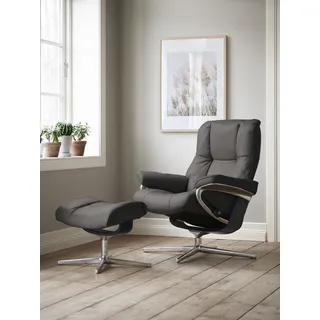 Stressless® »Mayfair« Set, Relaxsessel mit Hocker, mit Hocker, mit Cross Base, Größe S, M & L, Holzakzent Schwarz grau