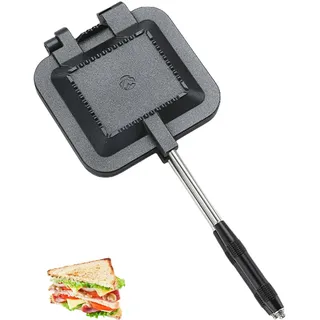 Campingmoon Camping-Toastie-Maker, Aluminium, doppelseitig, Heiz-Toaster, Sandwich-Maker, Multifunktions-Herd, Grillpfanne, Kochausrüstung (schwarz)