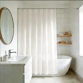 YISURE Duschvorhang 200x200 Waschbar, Duschvorhang Beige Polyester wasserabweisend mit Metallösen, Breite 200 x Höhe 200cm