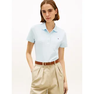Poloshirt TOMMY HILFIGER "1985 Slim Fit Pique Premium", Damen, Gr. L (42/44), keepsake blau, Piqué, Obermaterial: 96% Baumwolle, 4% Elasthan, unifarben, slim fit hüftlang, Rundhals, abgesteppt, Shirts Poloshirt, mit Logostickerei, Seitenschlitze