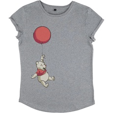 Disney Winnie The Pooh - Balloon Winnie Women's Rolled-sleeve Melange grey XL