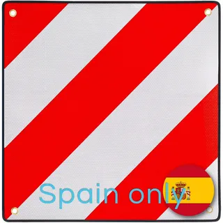 PLANGER® - Warntafe Spanien (50 x 50 cm) - Reflektierendes Warnschild rot weiß für Heckträger u Fahrradträger