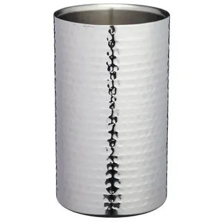 Bar Craft BarCraft Weinkühler, doppelwandiger Edelstahl Champagnerkühler, 12 x 20cm, gehämmertes Finish, Silber