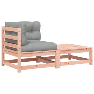 vidaXL Garten-Ecksofa mit Kissen und Hocker - Braun