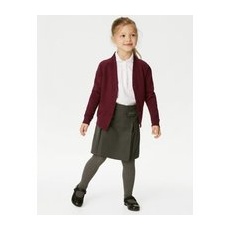 Girls M&S Collection Girls' Cotton Regular Fit School Cardigan (2-16 Yrs) - Burgundy, Burgundy - 15-16-REG