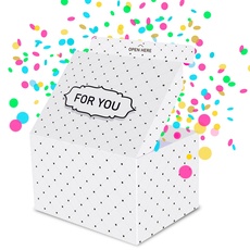 FETTIPOP Originale Geschenkbox DIY, Geschenkkarton Explodierende Konfetti (Premium Weiße) 18,5x14x11 cm, Überraschung Geschenkkarton Explosion Pop Up mit Wow-Effekt