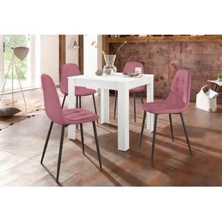 OTTO home Essgruppe Set, 5-tlg), mit Esstisch 80 cm breit, weiß mit Struktur/R)