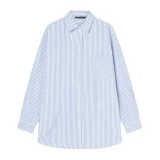 A|X Armani Exchange für Damen. XW002034AF21535MB088 Blaues Hemd mit Merinokragen (S), Lässig, Polyester, Langarm