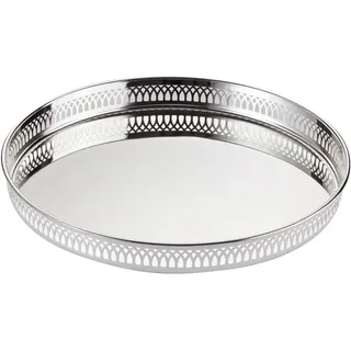 Edzard Tablett Delphi (ø 30 cm) rund, edel versilbert, anlaufgeschützt - Serviertablett, Silbertablett, Galerietablett