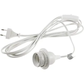 ChiliTec E27 Lampenfassung 3,4m Kabel mit Schalter Schnurschalter Lampenaufhängung Montagering für Steh- & Hängeleuchten Lampenschirm Papier Leuchten Stern Lampen Weiß