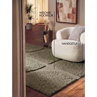 Ted Baker Jasper auch in rund", grün, B:200cm H:25mm L:300cm, Polyester, Teppiche, Hochflor-Teppich, Hoch-Tief-Struktur, Weich, Shaggy, Modern, Wohnzimmer, Schlafzimmer