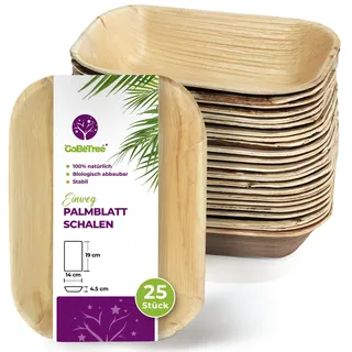 GoBeTree Rechteckige Palmblattschalen 19x14 cm, umweltfreundlich, robust und elegant für Grillabende, Picknicks, Geburtstage und Veranstaltungen. Perfekte Alternative zu Bambus.
