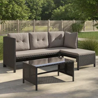 Gartenmöbel Set Lounge Möbel Outdoor Gartenlounge Sofa Polyrattan | Mit Couchtisch & Polstern | Für Terrasse, Balkon oder Garten | 180x120x72 cm (BxTxH) | Dunkelbeige - Beige