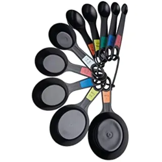 KitchenCraft 10er Set Messlöffel, Stapelbar, 10 Messlöffel am Haltering, Set mit 1⁄4, 1⁄2 und 1 Teelöffel, 1⁄2 und 1 Esslöffel, 60, 80, 120, 180 und 240ml