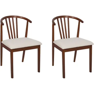 Beliani Esszimmerstuhl 2er Set CRAIG Holz Dunkelbraun / Beige
