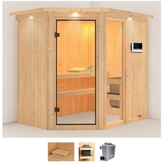 Bild Sauna »Frigga 1«, (Set), 9-kW-Ofen mit externer Steuerung beige