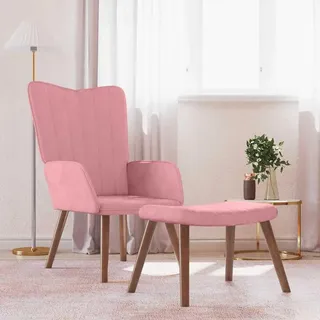 vidaXL Relaxsessel mit Hocker Rosa Samt - Rosa