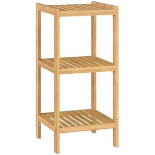 Songmics Badezimmerregal, Badregal, Küchenregal, Schuhregal, Standregal aus Bambus, 33 x 33 x 79.5 cm, ideal für Bad, Wohnzimmer, Flur, Küche, naturfarben BCB053YL01