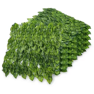 Jiubiaz Sichtschutzhecke Windschutz 1*3M Efeu Sichtschutz Balkonverkleidung Blätterzaun,Wassermelonenblätter - Grün