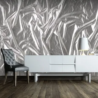 Kunstloft Vliestapete Silber 200/140 cm , Silberfarben , Textil , 200x1 cm , Tapeten & Wandverkleidungen, Vliestapeten