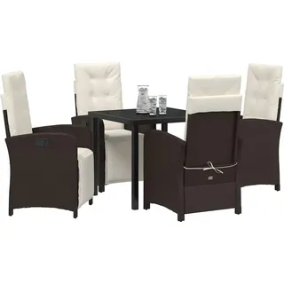 vidaXL Garten Essgruppe mit Kissen 5 pcs Braun Poly-Rattan - Braun
