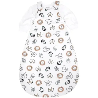 Meyco Baby Schlafsack 2-teilig - Größe 68/74-2,5 TOG - Ganzjahresschlafsack - 100% Baumwolle - Oeko Tex zertifiziert - Rundum-Reißverschluss - hautfreundlich & atmungsaktiv - Animal - Weiß