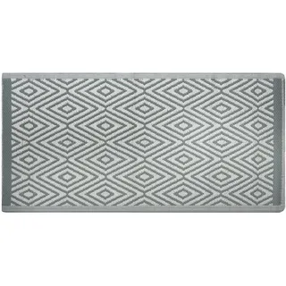 Beliani Outdoor Teppich Hellgrün Weiß Polypropylen 90 x 150 cm Rauten Jacquardgewebt Rechteckig - Grün, Weiß
