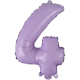 Homéa, Ballon Zahl 4, Metallise, aus Aluminium, mit Strohhalm, Höhe 40 cm, mehrfarbig