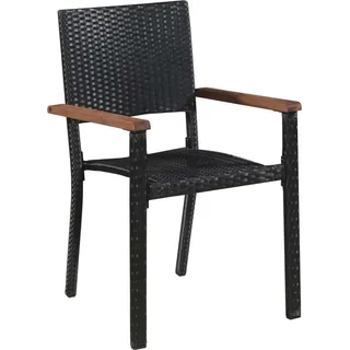 vidaXL Gartenstühle 2 Stk. Poly-Rattan Schwarz - Schwarz