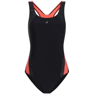energetics Damen Nora Bikini-Unterteile, Black/Red Light/AOP, 46 EU