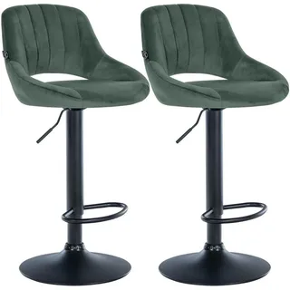 CLP Barhocker 2er Set Samt grün , Grün , Textil , 47x85x48 cm , Esszimmer, Barmöbel, Barhocker