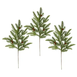 Künstlicher Tannenzweig 60cm 3erSet Kunstast Dekozweig Dekoast Tannengrün Tannenbund Adventskranz Deko Zubehör für Kranz Girlande Weihnachtsdeko Stiel Kunstzweig Kunstblume AST Koniferen