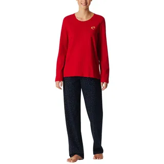 Schiesser Damen Schlafanzug Set lang weiche Baumwolle-Nightwear Pyjamaset, rot_183205, 42
