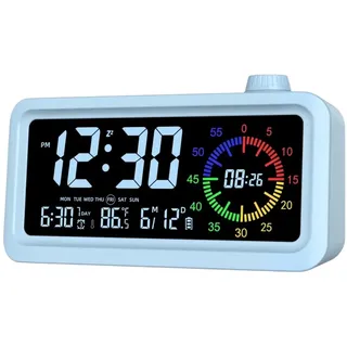 YHFITN Smart Visual Timer Wecker, Countdown-Timer-Uhren mit Temperatur, ideal für Home Gym Fitness, Studenten, Büro und Schlafzimmer (Blauer Bildschirm)