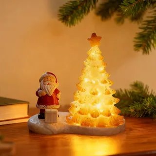 GAROMIA Weihnachtsdeko Klein Weihnachtsbaum Deko Teelichthalter Weiß Lichthaus LED Weihnachtsbaum Weihnachtshaus Beleuchtet Weihnachten Innen Deko Weihnachts Tischdeko