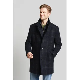 Wollmantel BUGATTI, Herren, Gr. 60, grün (oliv), 60% Polyacryl, 20% Polyester, 20% Wolle, kariert, normal, normaler Saum, Mäntel Wollmantel, in klassischer Optik
