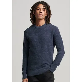 Superdry Strickpullover »TEXTURED CREW KNIT JUMPER«, mit strukturiertem Waffelstrickmuster, blau