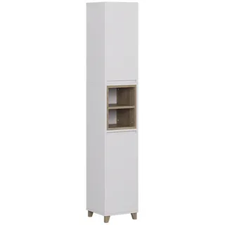 Vicco Hochschrank Elnor, Weiß/Eiche, 30 x 170 cm mit 2 Türen
