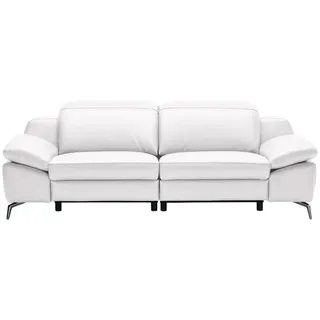 Celina Home 3-Sitzer-Sofa , Weiß , Leder , Echtleder , Spaltleder, Rindleder , 234x83-99x110 cm , Made in Eu , Typenauswahl, Fußauswahl, Lederauswahl, Stoffauswahl, Hocker erhältlich, Rücken echt , Wohnzimmer, Sofas & Couches, Sofas, 3-Sitzer Sofas