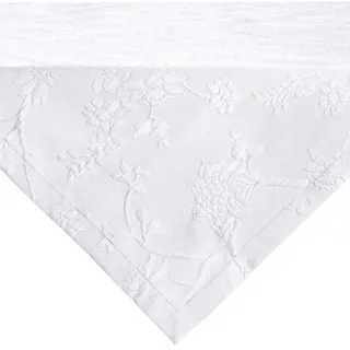 Erwin Müller Tischwäsche, Mitteldecke, Tischdecke mit Jaquardmuster, Serie Arnsberg weiß Größe 100x100 cm - Robustes Gewebe ist bügelleicht und Lange haltbar, mit hochwertigem Kuvertsaum