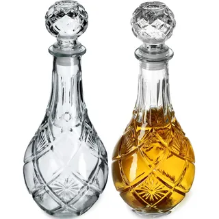 KADAX Whisky Karaffe 0,8L, 2er Set, Whiskeykaraffe aus dekorativem Glas, Whiskey Dekanter mit Stopfen, Flasche für Scotch, Bourbon, Brandy & Rum, Weinkaraffe