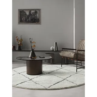 The CarPET Bahar Shaggyteppich Ø 160 cm Beige/Schwarz