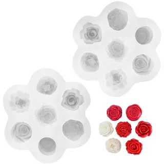 3D Silikonform Blumen, 14 Silikonformen Kerzenform, Rosenblüte Kerzenform Silikon, Rose Kerzen Form, Handgemachte Silikon Blume Formen, für Kuchen Dekoration Schokolade