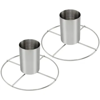 com-four® 2x Hähnchenbräter aus Edelstahl - Hähnchengriller mit Aromabehälter - Grillbräter zum Garen von ganzen Hähnchen im Ofen oder auf dem Grill (02 Stück - mit Aromabehälter)