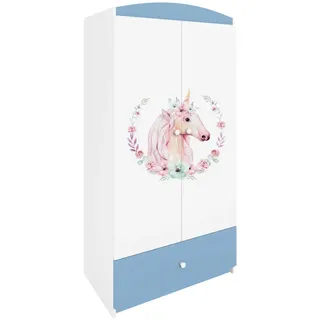 Raumhirsch Furniture Kinderkleiderschrank Pferd , Blau , Holzwerkstoff , Rechteckig , 90x175x52 cm , Babymöbel & Kindermöbel, Babyzimmer, Babykleiderschränke