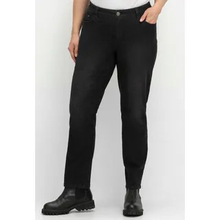 Stretch-Jeans SHEEGO, Damen, Gr. 48, Normalgrößen, schwarz (schwarz denim), 99% Baumwolle, 1% Elasthan, unifarben, lang, Jeans Stretch-Jeans