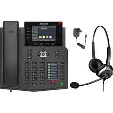 Gequdio GX5+ IP-Telefon Set mit Netzteil & Headset, Telefon