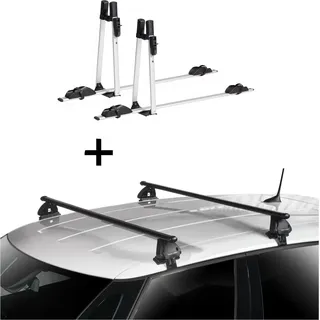 2x VDP Fahrradträger ALU Premium + Dachträger VDP EVO Stahl kompatibel mit für Renault Laguna II 5 Türer 2001-2007