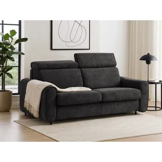 beautysofa Schlafcouch Velours 3-Sitzer Schwarz
